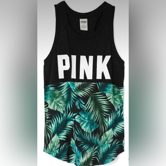 Victoria Secret PINK Black & Green Muscle Tank Top Size Small NWT - Picture 1 of 10